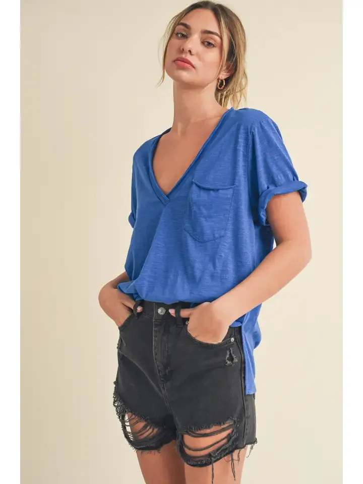 Zoie Short Sleeve Rolled Knit Top