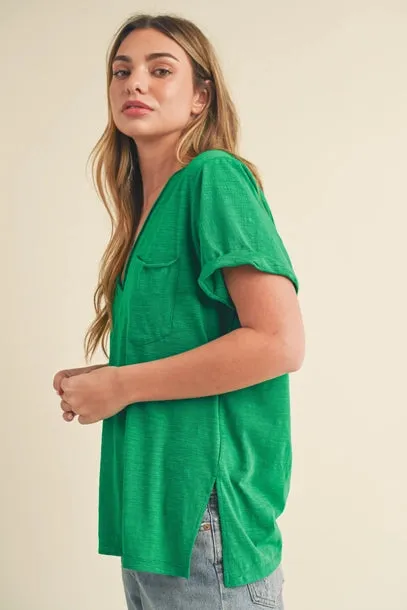 Zoie Short Sleeve Rolled Knit Top