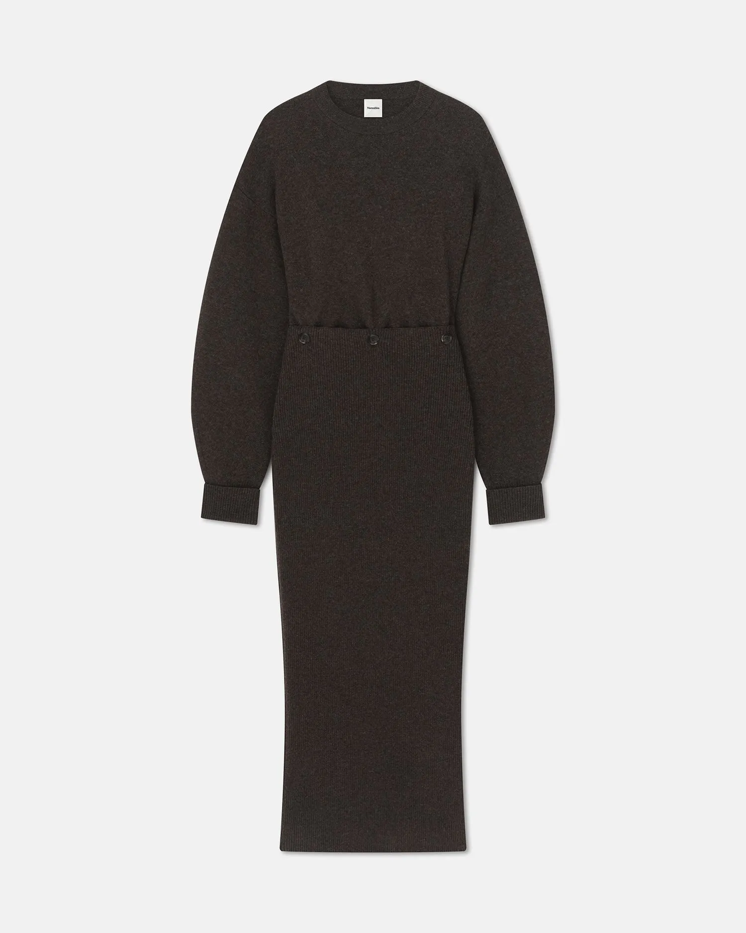 Zothy - Compact Merino Wool Midi Dress - Coffee